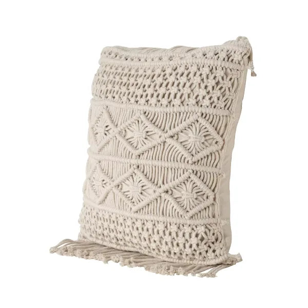 Square Macrame Cushion With Cover 16 x 16 inches - Leechoo